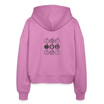 Apfel Muster (schwarz) - Stanley/Stella Boxy Frauen Bio Zip Hoodie Ida - Pink - Hinten - AI Model Female 172 light (172cm)