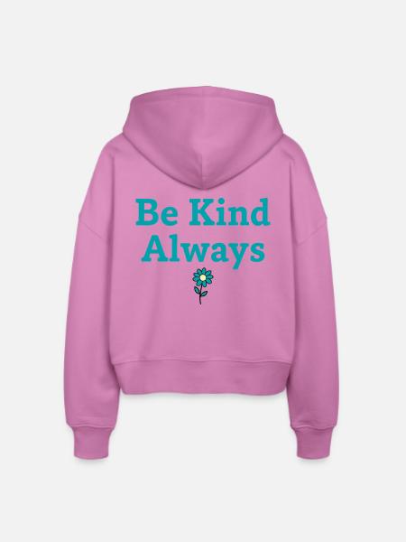 Be Kind Always Statement Spruch - Stanley/Stella Boxy Frauen Bio Zip Hoodie Ida - Pink