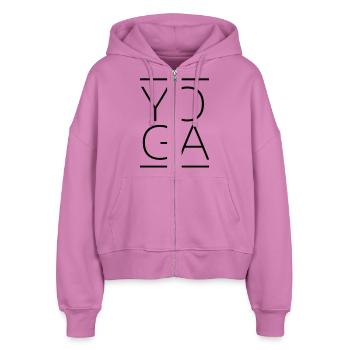 Yoga - Stanley/Stella Boxy Frauen Bio Zip Hoodie Ida - Pink - Vorne - AI Model Female 172 light (172cm)