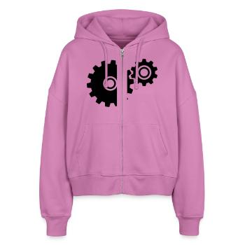 Zahnräder - Stanley/Stella Boxy Frauen Bio Zip Hoodie Ida - Pink - Vorne - AI Model Female 172 light (172cm)