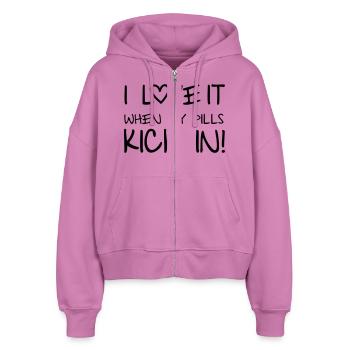 Pills - Stanley/Stella Boxy Frauen Bio Zip Hoodie Ida - Pink - Vorne - AI Model Female 172 light (172cm)