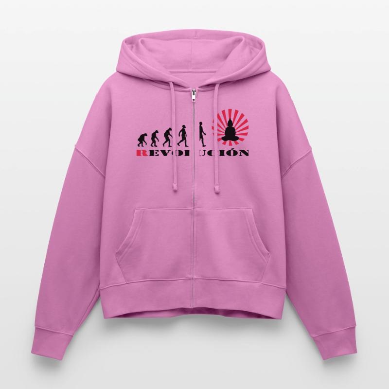 r-evolution, Evolution, darvin, revolution, Buddha Stanley/Stella Boxy Frauen Bio Zip Hoodie Ida