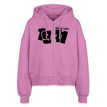 Dabei seit 1941 - Stanley/Stella Boxy Frauen Bio Zip Hoodie Ida - Pink - Vorne - AI Model Female 172 light (172cm)