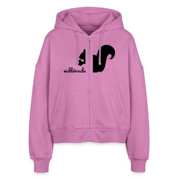 Squirrel with Acorn - Stanley/Stella Boxy Women’s Organic Zip Hoodie Ida - pink - Front - AI Model Female 172 light (172cm)