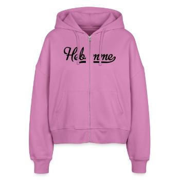 Hebamme - Stanley/Stella Boxy Frauen Bio Zip Hoodie Ida - Pink - Vorne - AI Model Female 172 light (172cm)