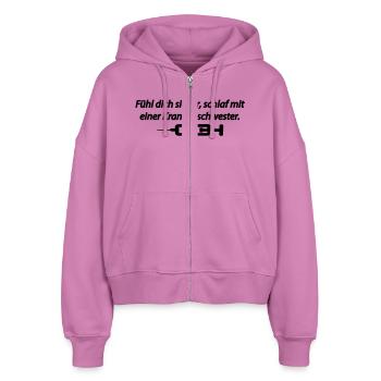 Fühl dich sicher, schlaf mit einer - Stanley/Stella Boxy Frauen Bio Zip Hoodie Ida - Pink - Vorne - AI Model Female 172 light (172cm)