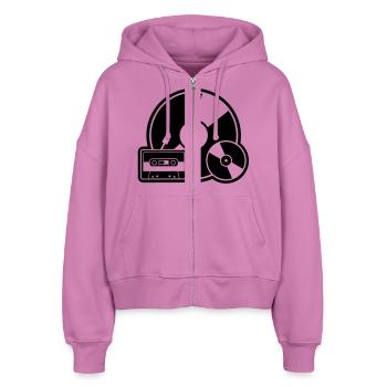 Retro Sound - Stanley/Stella Boxy Frauen Bio Zip Hoodie Ida - Pink - Vorne - AI Model Female 172 light (172cm)