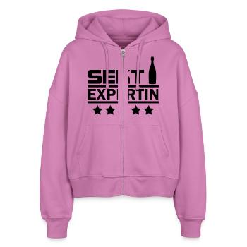 sekt expertin - Stanley/Stella Boxy Frauen Bio Zip Hoodie Ida - Pink - Vorne - AI Model Female 172 light (172cm)