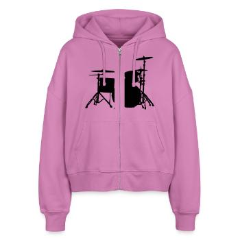 Drums Silhouette - Stanley/Stella Boxy Frauen Bio Zip Hoodie Ida - Pink - Vorne - AI Model Female 172 light (172cm)