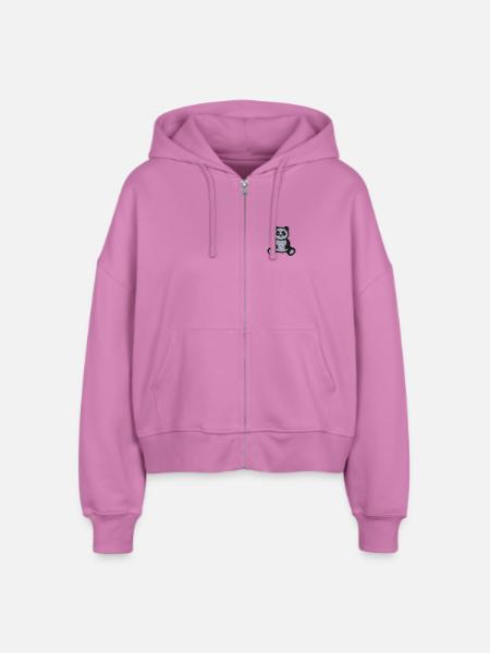 Panda bestickt - Stanley/Stella Boxy Frauen Bio Zip Hoodie Ida - Pink