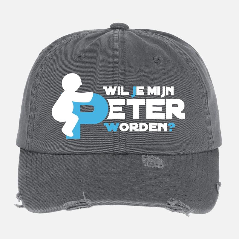 Playful figure Typography Flexfit Vintage Destroyed Cap