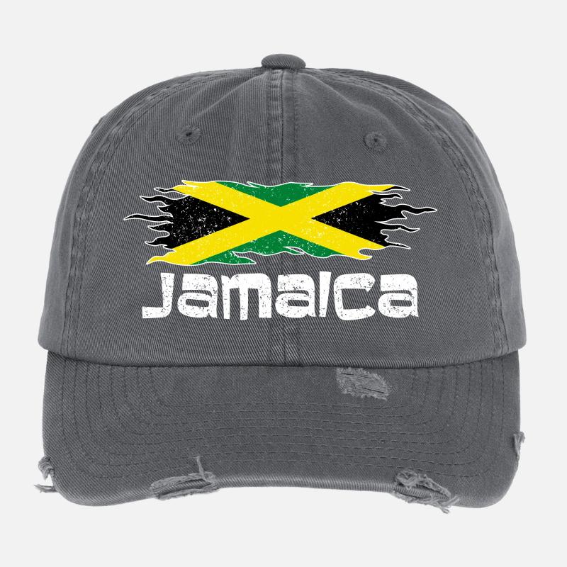 Drapeau de la Jamaïque - design Casquette vintage effet usé Flexfit