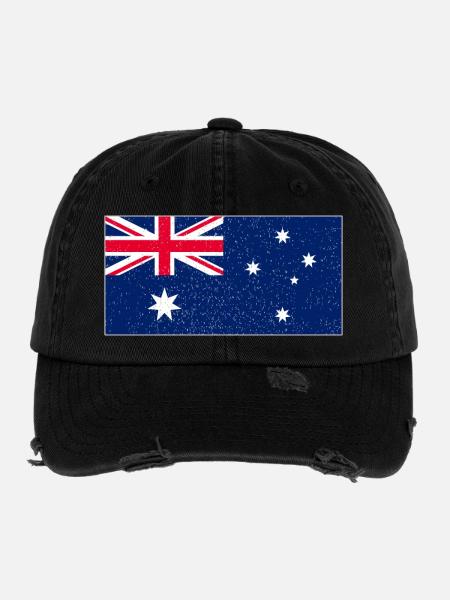Australie - Casquette vintage effet usé Flexfit - noir - Devant