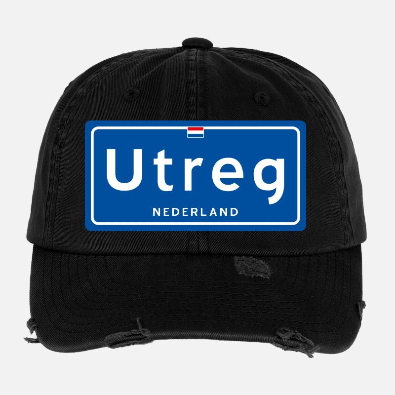 Ortsschild Utreg (Utrecht) Flexfit Vintage Destroyed Cap