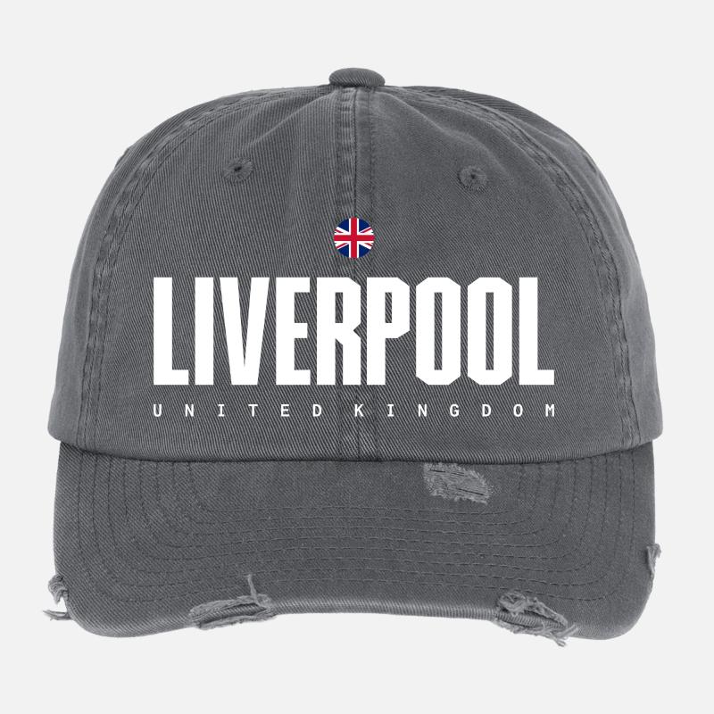 Texte du bloc gras de Liverpool Casquette vintage effet usé Flexfit