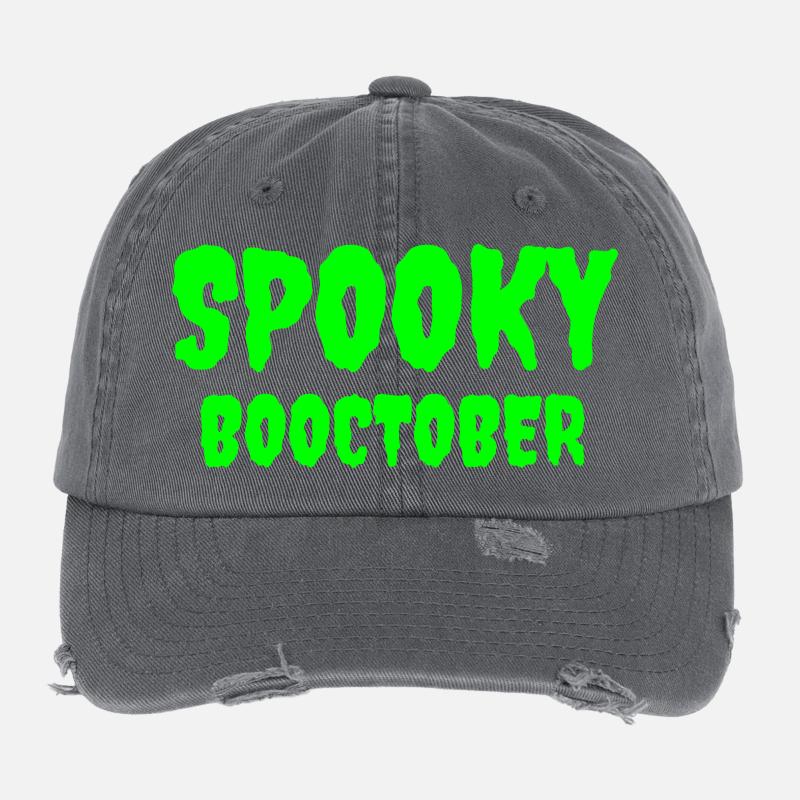 Spooky Booctober Jack-O'-Lantern Design Flexfit Vintage Destroyed Cap