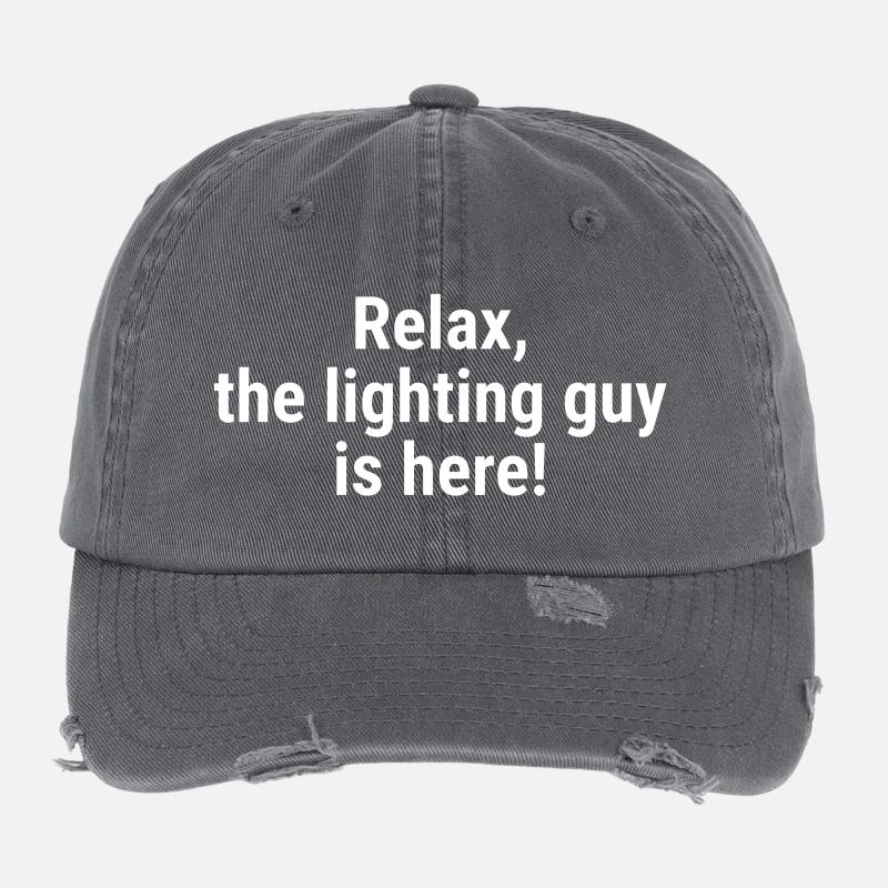 Relax the lighting guy is here White Flexfit Vintage Destroyed Cap