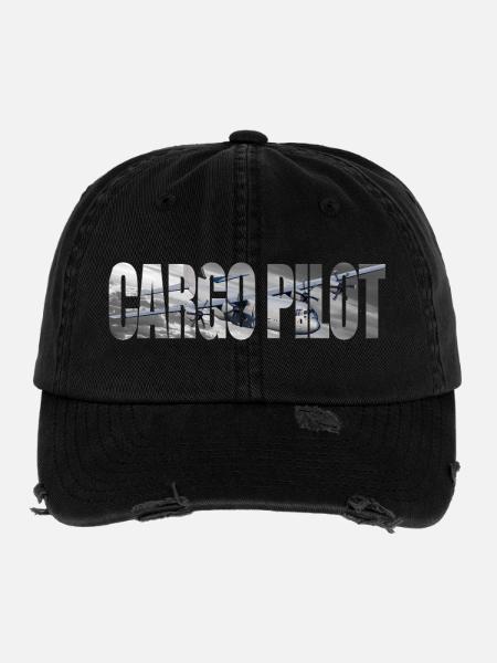 Pilote cargo C-130 - Casquette vintage effet usé Flexfit - noir - Devant