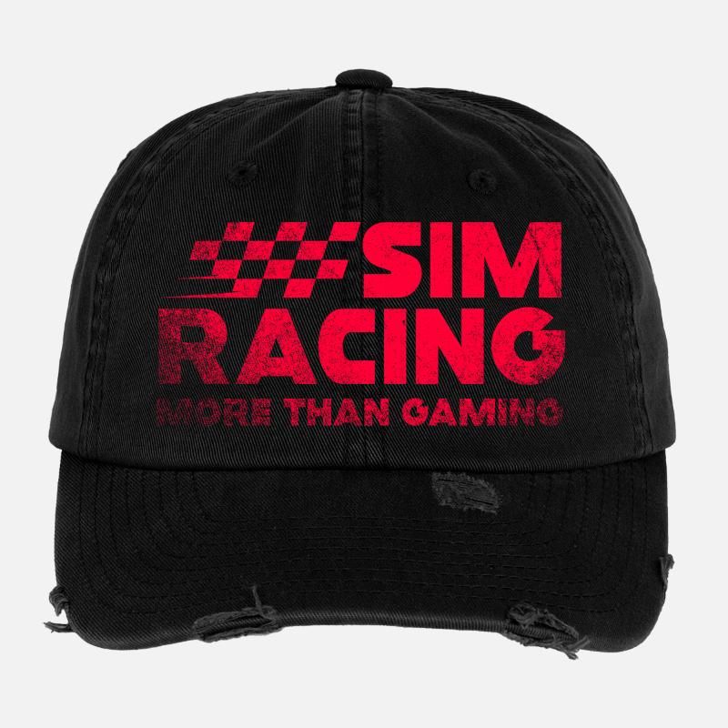 Sim Racing Neon-Kariertes Logo Flexfit Vintage Destroyed Cap