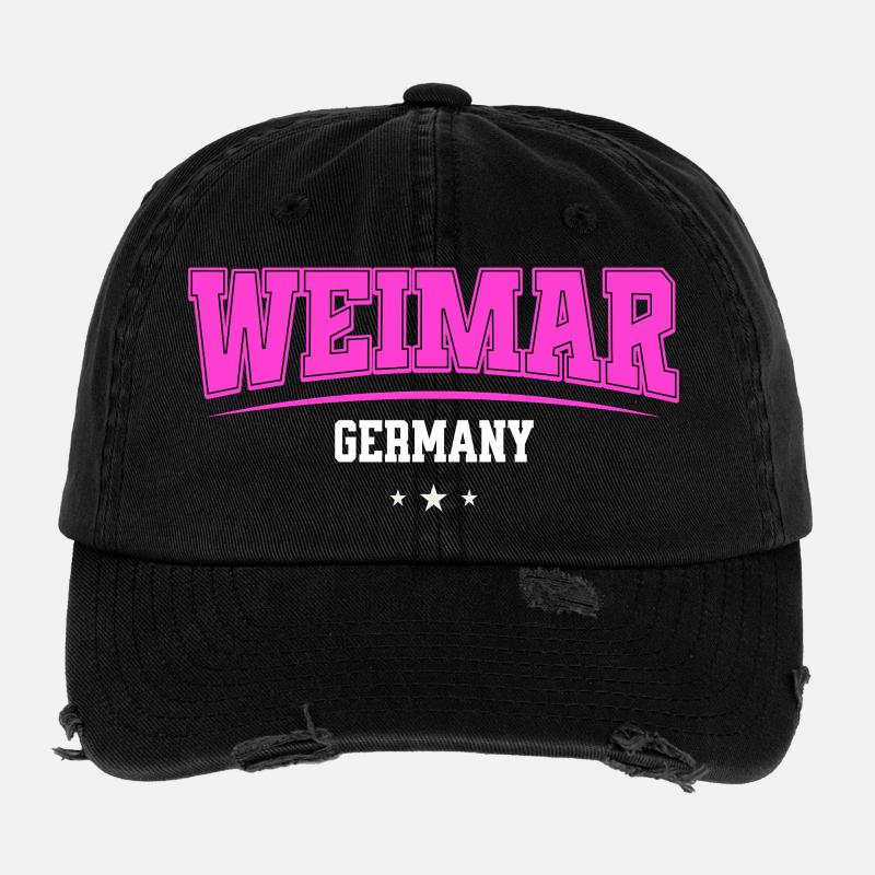 Weimar Germany Pink Retro Logo Flexfit Vintage Destroyed Cap