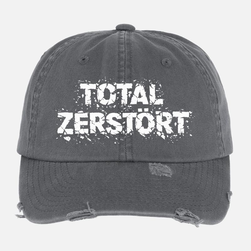 Totalement détruit - Déclaration de conception grunge Casquette vintage effet usé Flexfit