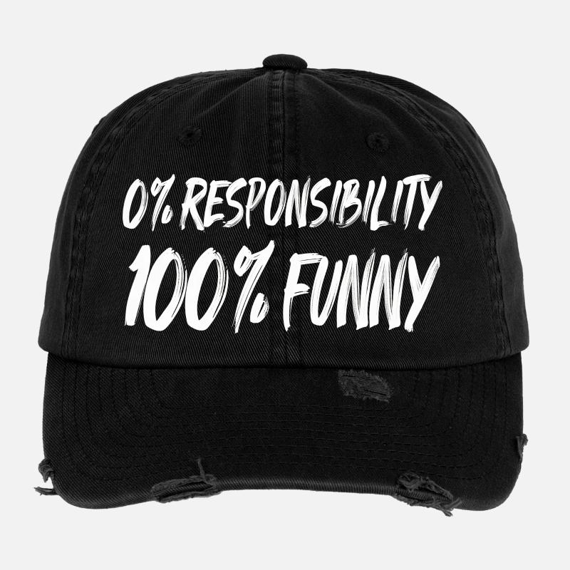 0% Responsibility 100% Funny - Flexfit Vintage Destroyed Cap - black