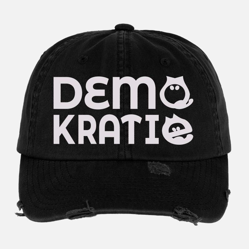Katzen Demokratie Flexfit Vintage Destroyed Cap