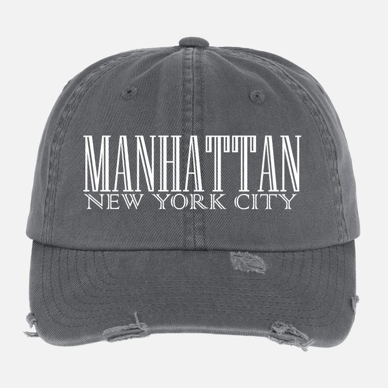 Impression de silhouette Manhattan Skyline Casquette vintage effet usé Flexfit