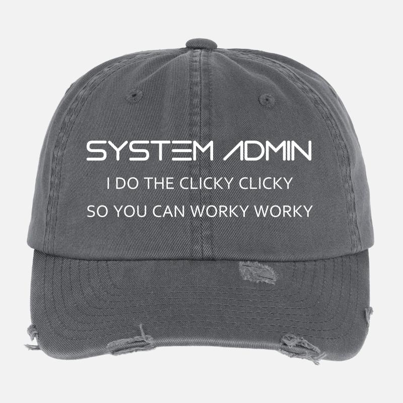 System Admin do clicky clicky in white Flexfit Vintage Destroyed Cap