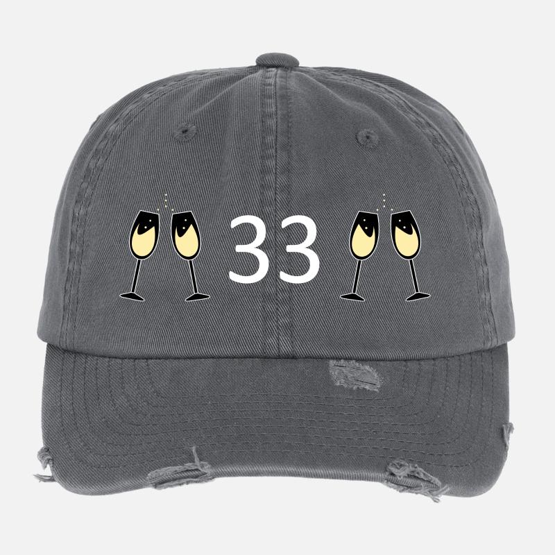 33rd Birthday 33 Years Anniversary 33 Years Number 33 Flexfit Vintage Destroyed Cap