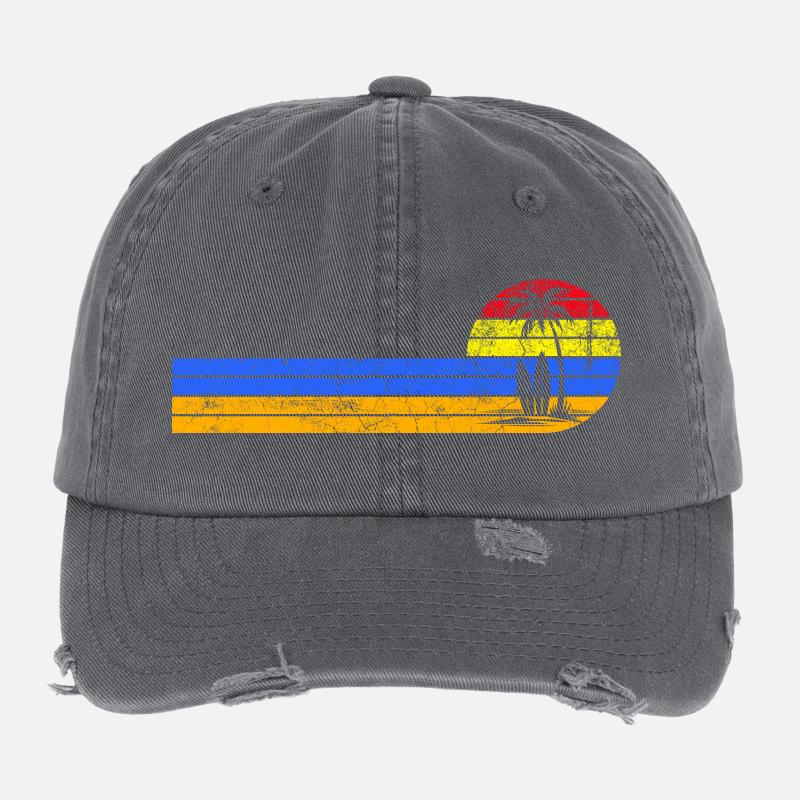 Vintage beach sunset Flexfit Vintage Destroyed Cap