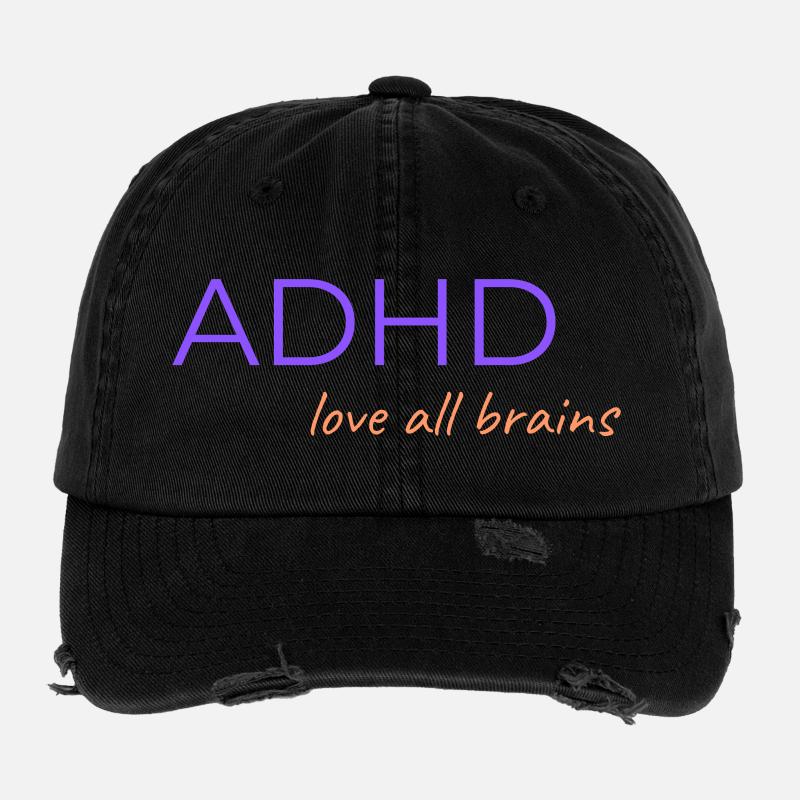 ADHD Love All Brains Flexfit Vintage Destroyed Cap