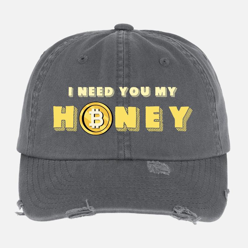 Honig und Bitcoin Design Flexfit Vintage Destroyed Cap