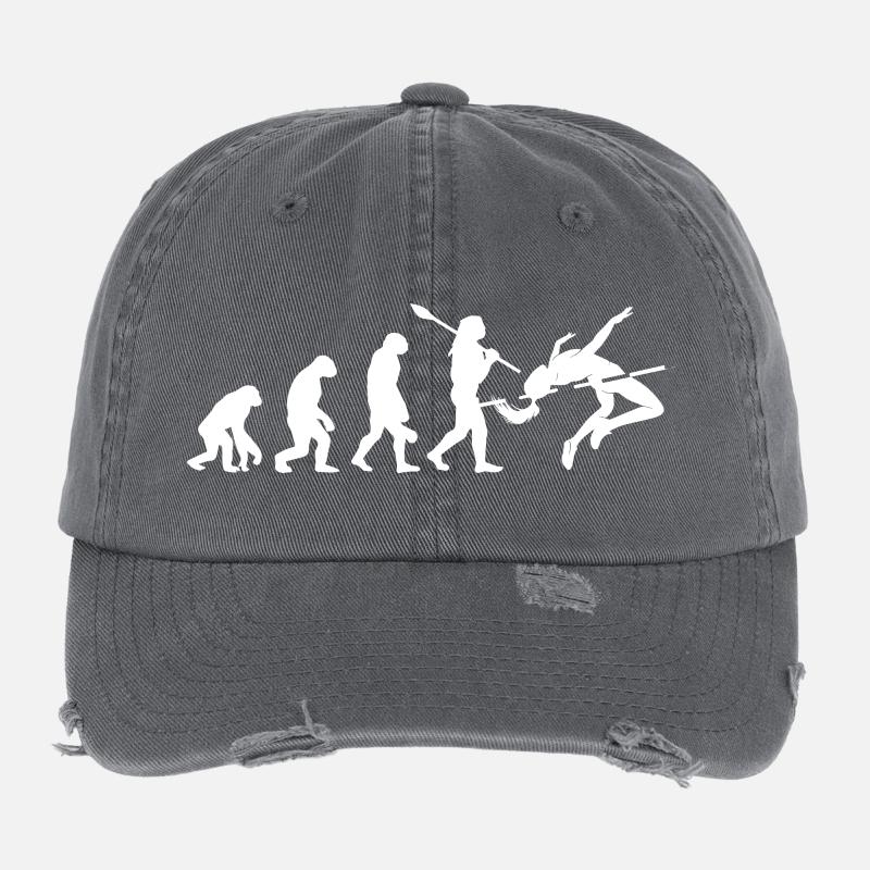 High Jumping Evolution Athlete Silhouette Art Flexfit Vintage Destroyed Cap