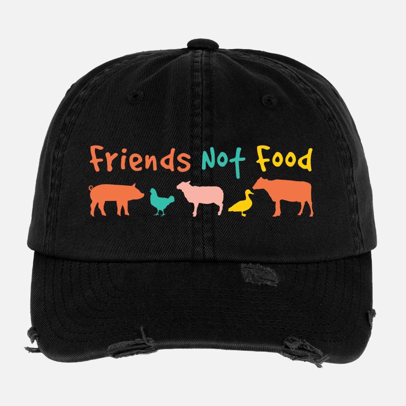 amis pas de nourriture végétalienne Casquette vintage effet usé Flexfit