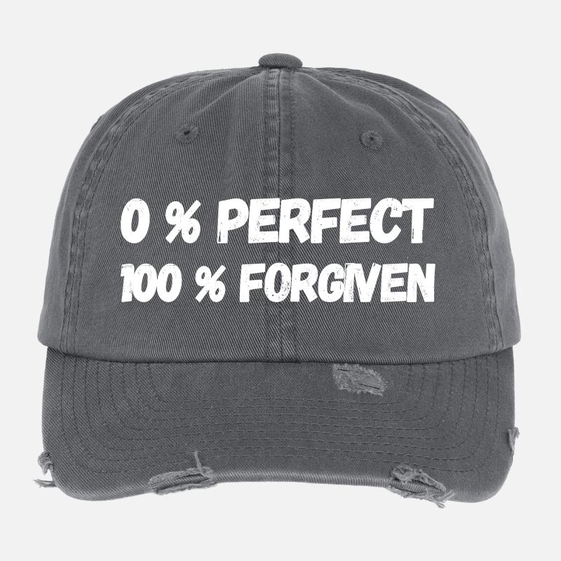 0% Perfect 100 Forgiven Jesus Glaube Geschenkidee Flexfit Vintage Destroyed Cap