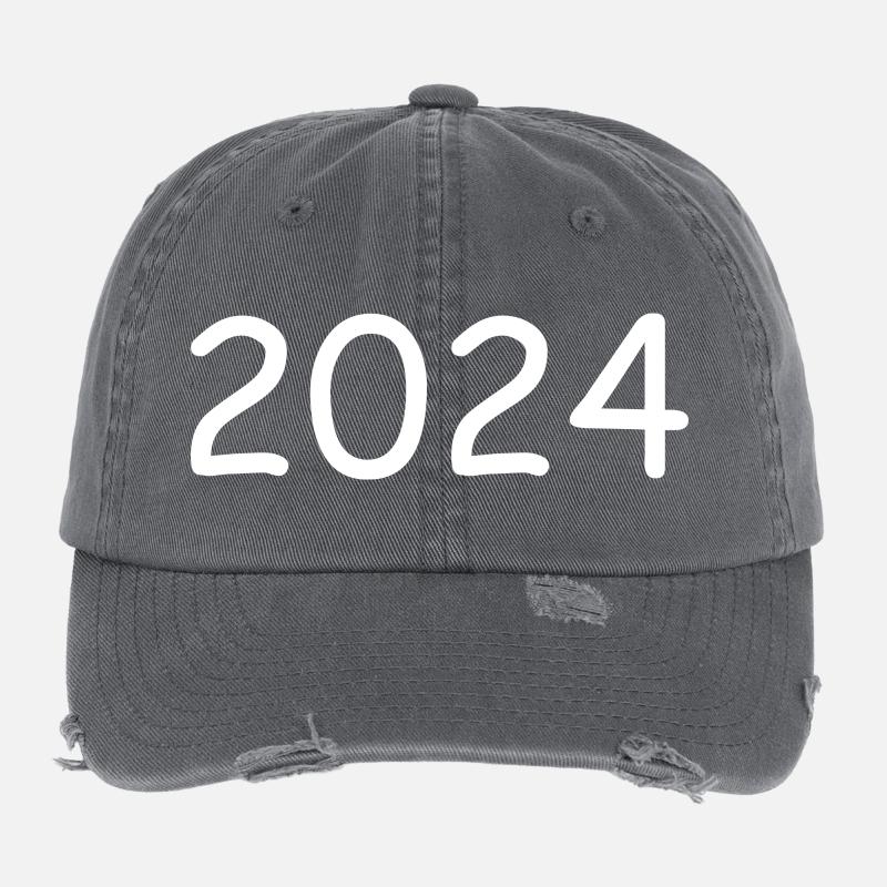 2024 année blanc Casquette vintage effet usé Flexfit
