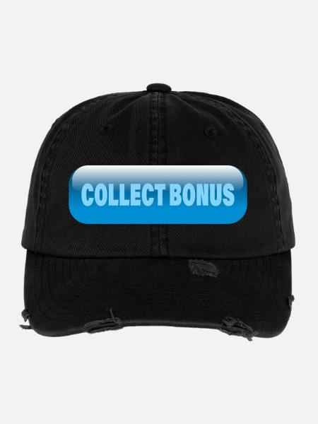 COLLECT BONUS - Flexfit Vintage Destroyed Cap - black - Front