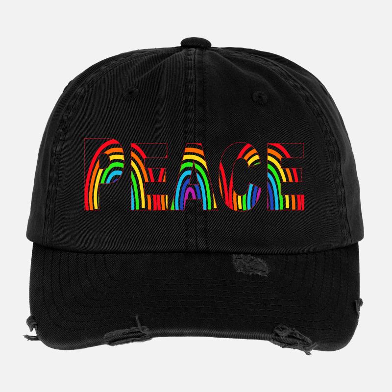 Peace colorful rainbow Flexfit Vintage Destroyed Cap