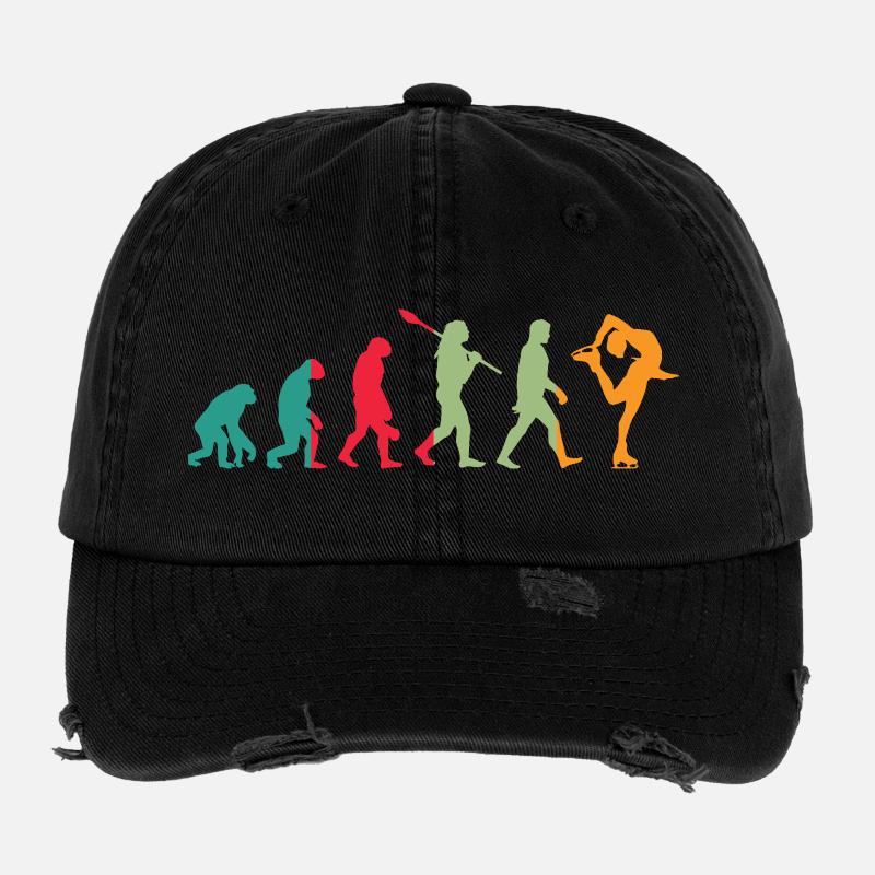 Eislauf Evolution Schlittschuh Entwicklung Winter Flexfit Vintage Destroyed Cap