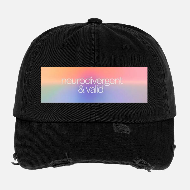 Neurodivergent & valid Flexfit Vintage Destroyed Cap