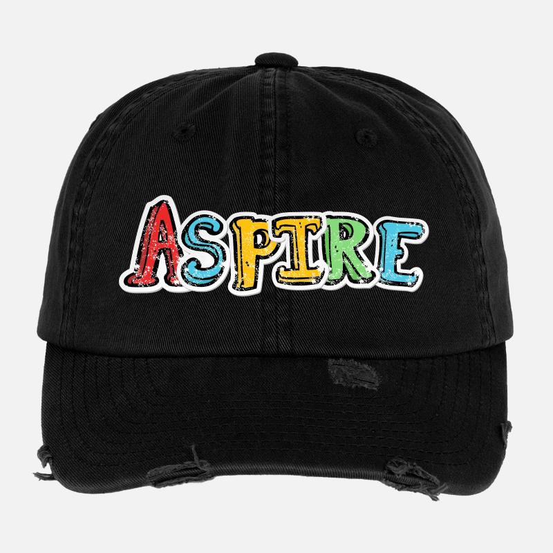 Aspire Colorful Graffiti Lettering - Flexfit Vintage Destroyed Cap - black