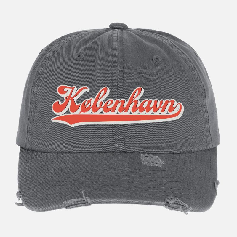 København Lettering Retro Logo Flexfit Vintage Destroyed Cap