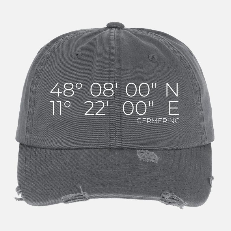Coordinates Germering, Bavaria Flexfit Vintage Destroyed Cap