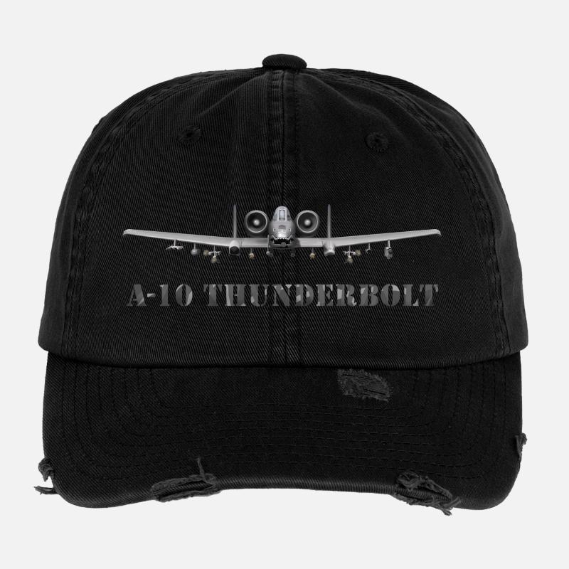 A-10 Thunderbolt Fighter Aircraft Design Flexfit Vintage Destroyed Cap