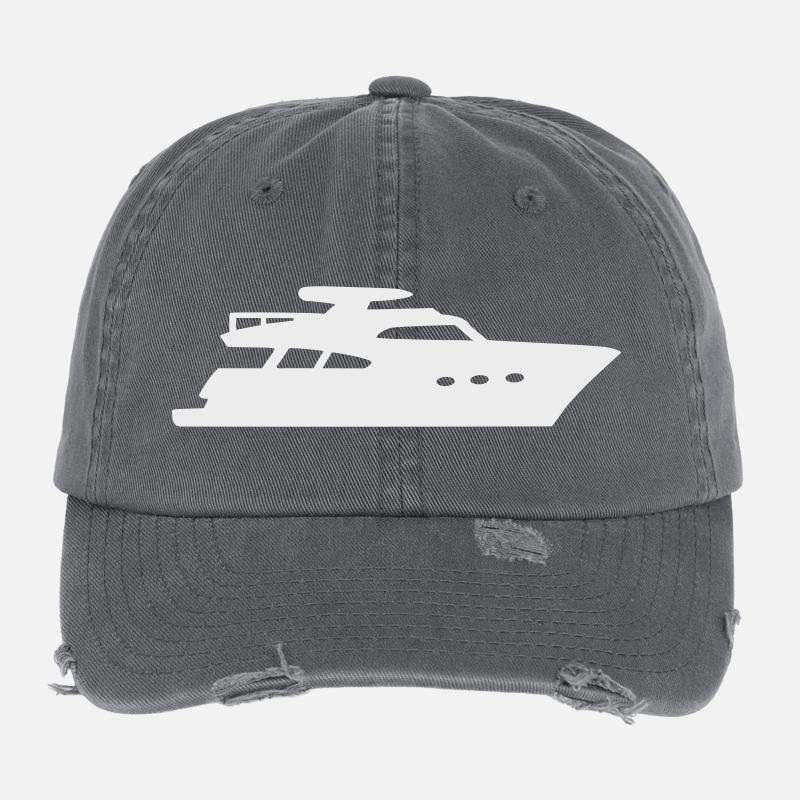 Yacht Silhouette Motorboot Flexfit Vintage Destroyed Cap