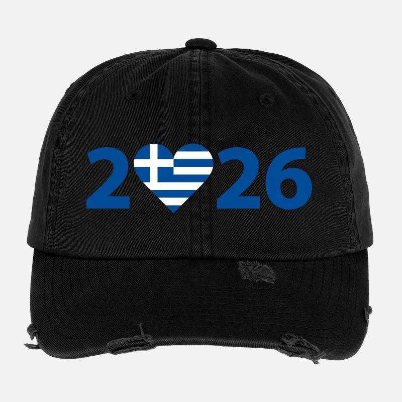 J’aime la Grèce 2026, vacances en Grèce Casquette vintage effet usé Flexfit