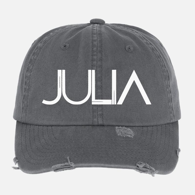 Julia Name Design - Typographie moderne en filigrane Casquette vintage effet usé Flexfit