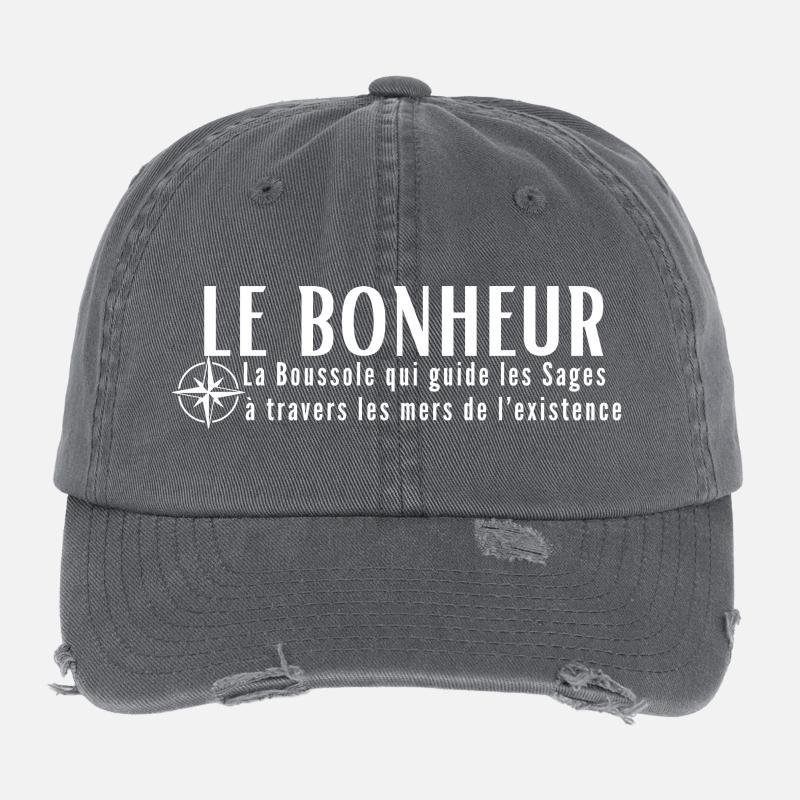 HAPPINESS. The Compass that guides the wise... Flexfit Vintage Destroyed Cap