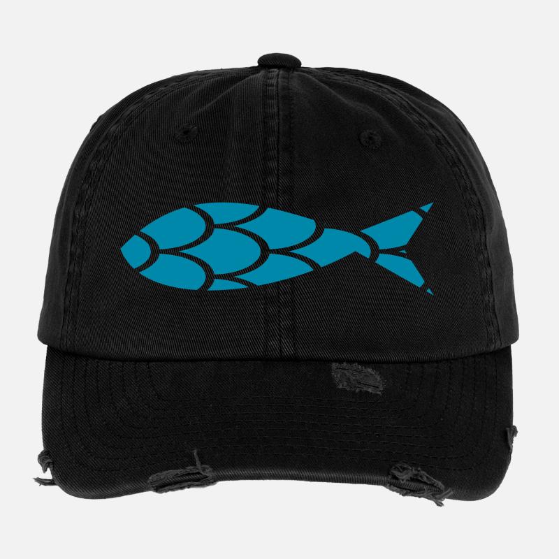 SARDINE. FISH. APRIL FOOL. EASTER. SEA Flexfit Vintage Destroyed Cap